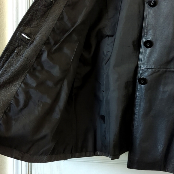 Worthington 90's Vintage Classic Genuine Leather Jacket Black Large - Picture 8 of 12